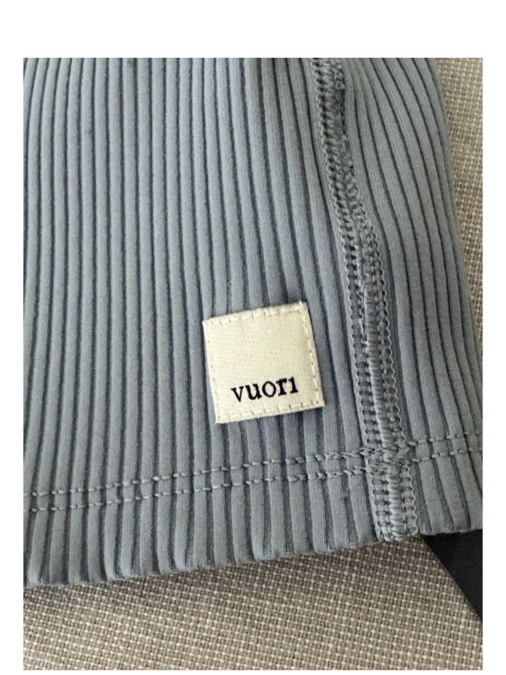 Vuori Ribbed Crop Tank Top Medium Color Stone Blue - Picture 4 of 10